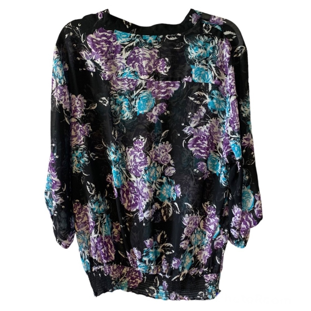Torrid sheer black floral blouse size 2 - Picture 2 of 14